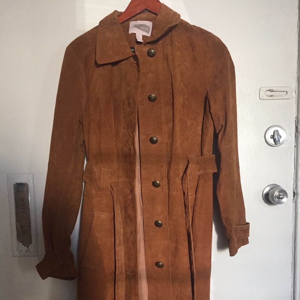 Tan Leather Trench Coat Style Jacket (Forever 21)